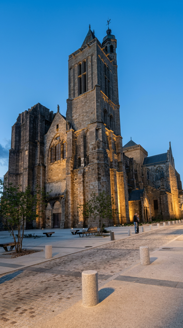 Cathédrale Saint-Samson de Dol-de-Bretagne à la tombée du jour
